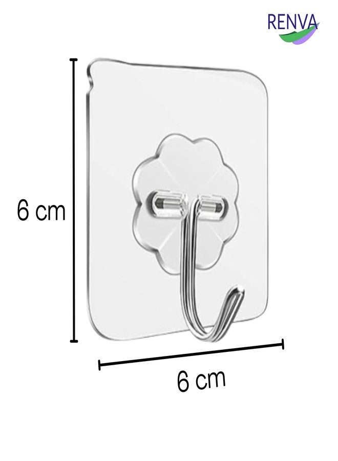 RENVA 20 PCS Adhesive Hooks Kitchen Wall Hooks,Heavy Duty 10 Kilograms(Max) Nail Free Sticky Hangers with Stainless Hooks Waterproof and Oilproof Reusable Utility Towel Bath Hook (Flower Hook, 20) - Image 2